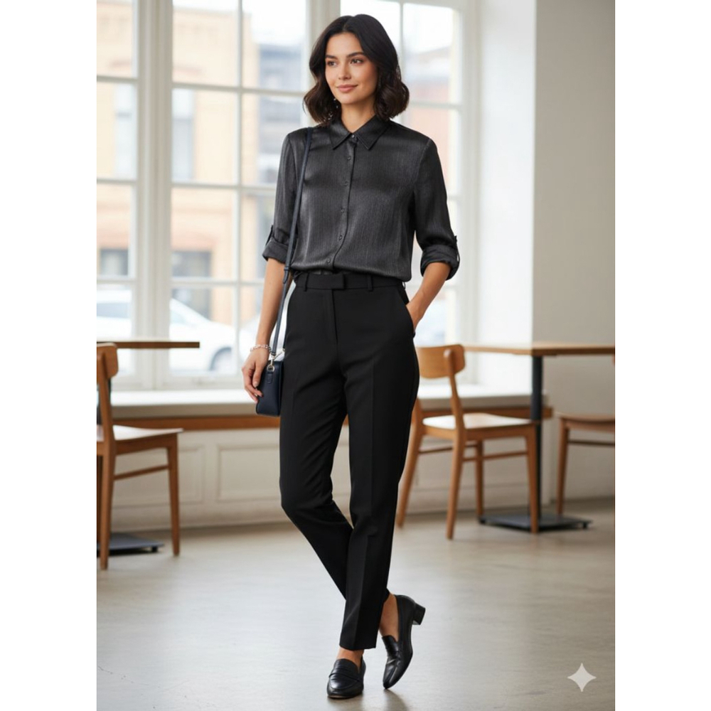 Women's Laura Scott Black Long Sleeve Button Down Shirt Size 10